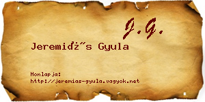 Jeremiás Gyula névjegykártya
